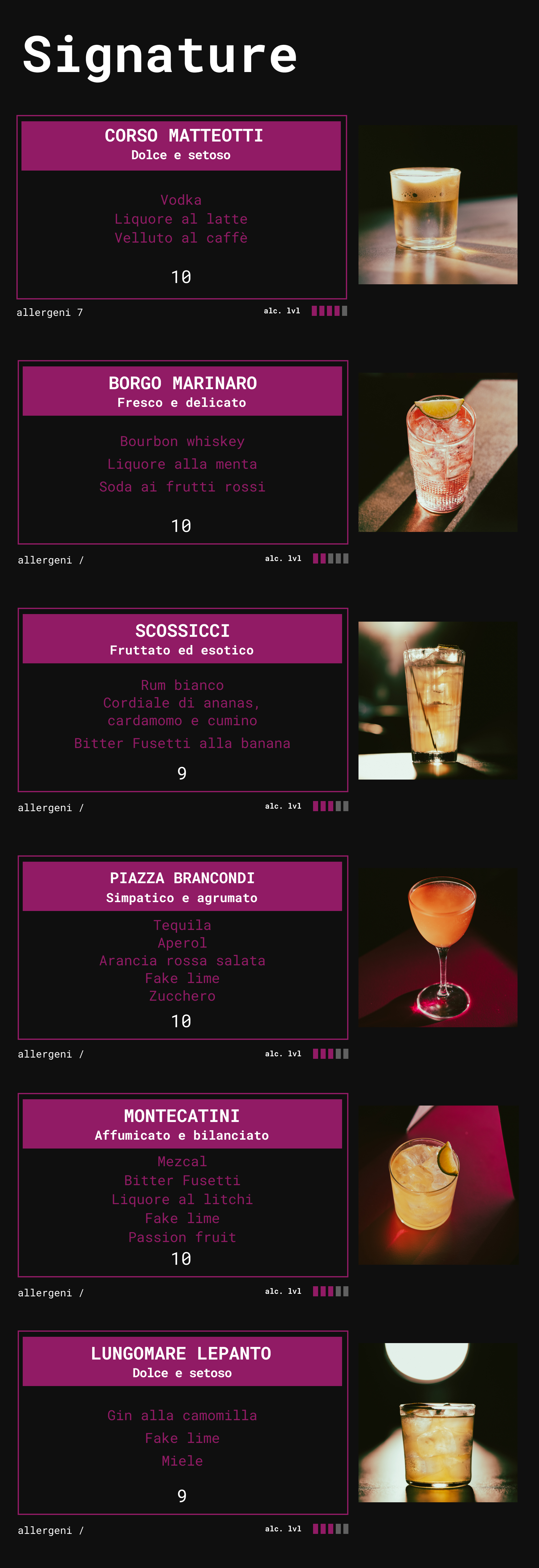 Menu Cocktail Bar Porto Recanati